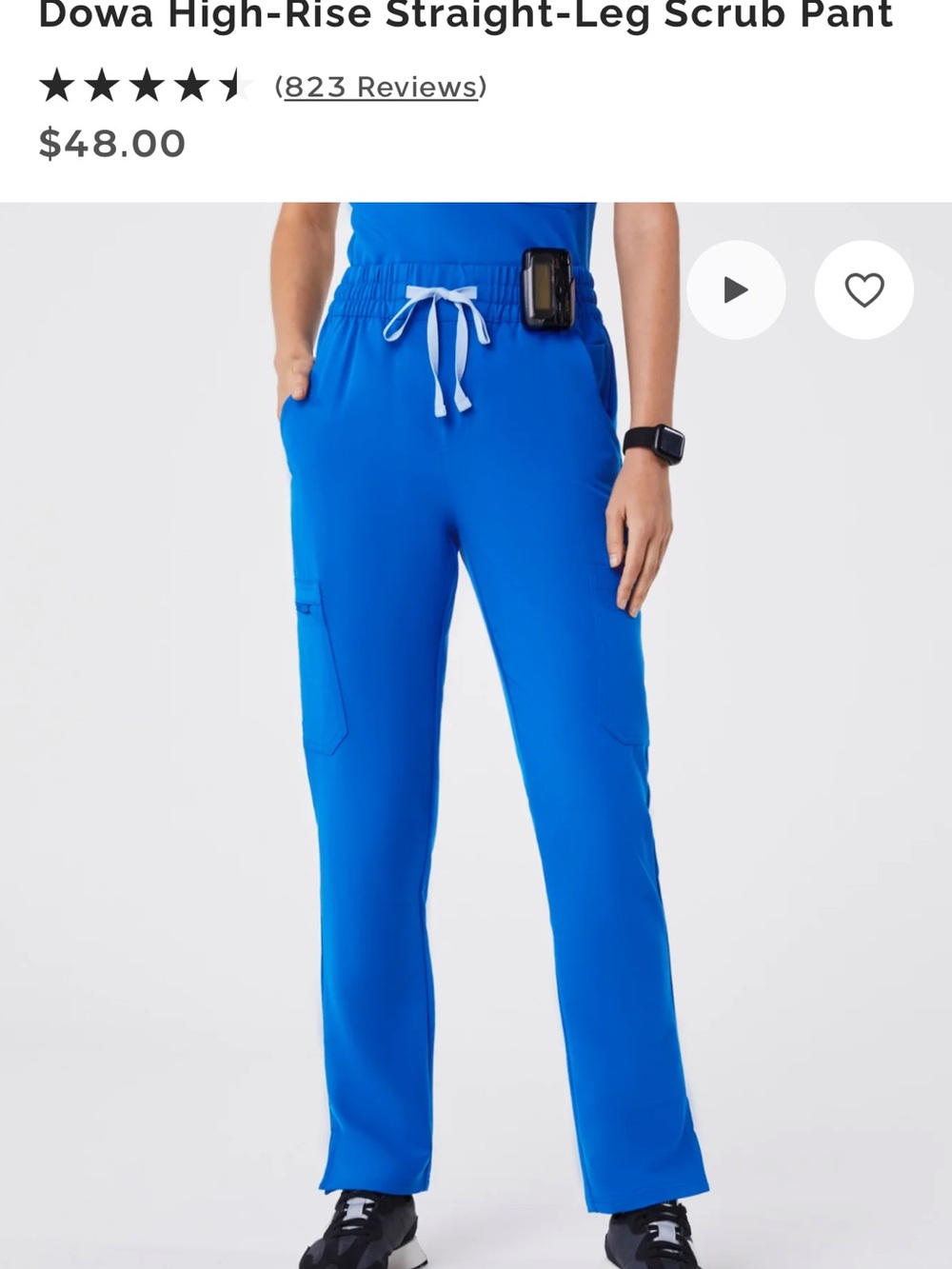 Figs Dowa High-Rise Straight-Leg Scrub Pant ROYAL BLUE
